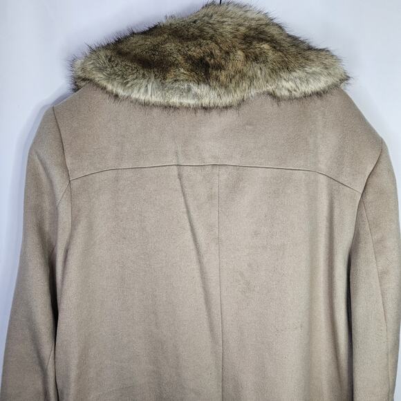 Jordan Craig Black Label Tan Long Faux Fur Trim Wool Blend Coat Womens Plus 2X - Picture 5 of 9